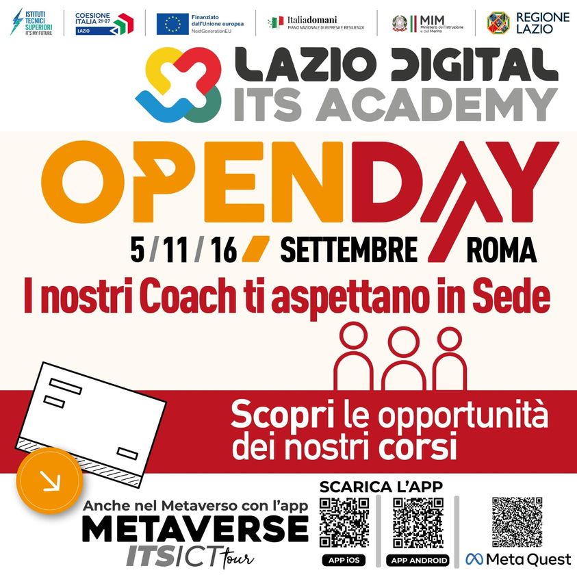 Open Day ITS Lazio Digital, 5-11-16 settembre